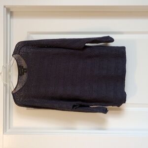 Tahari Womens Sweater Sz M 100% Linen Blue Knit Light Pullover Comfy Layer Cold